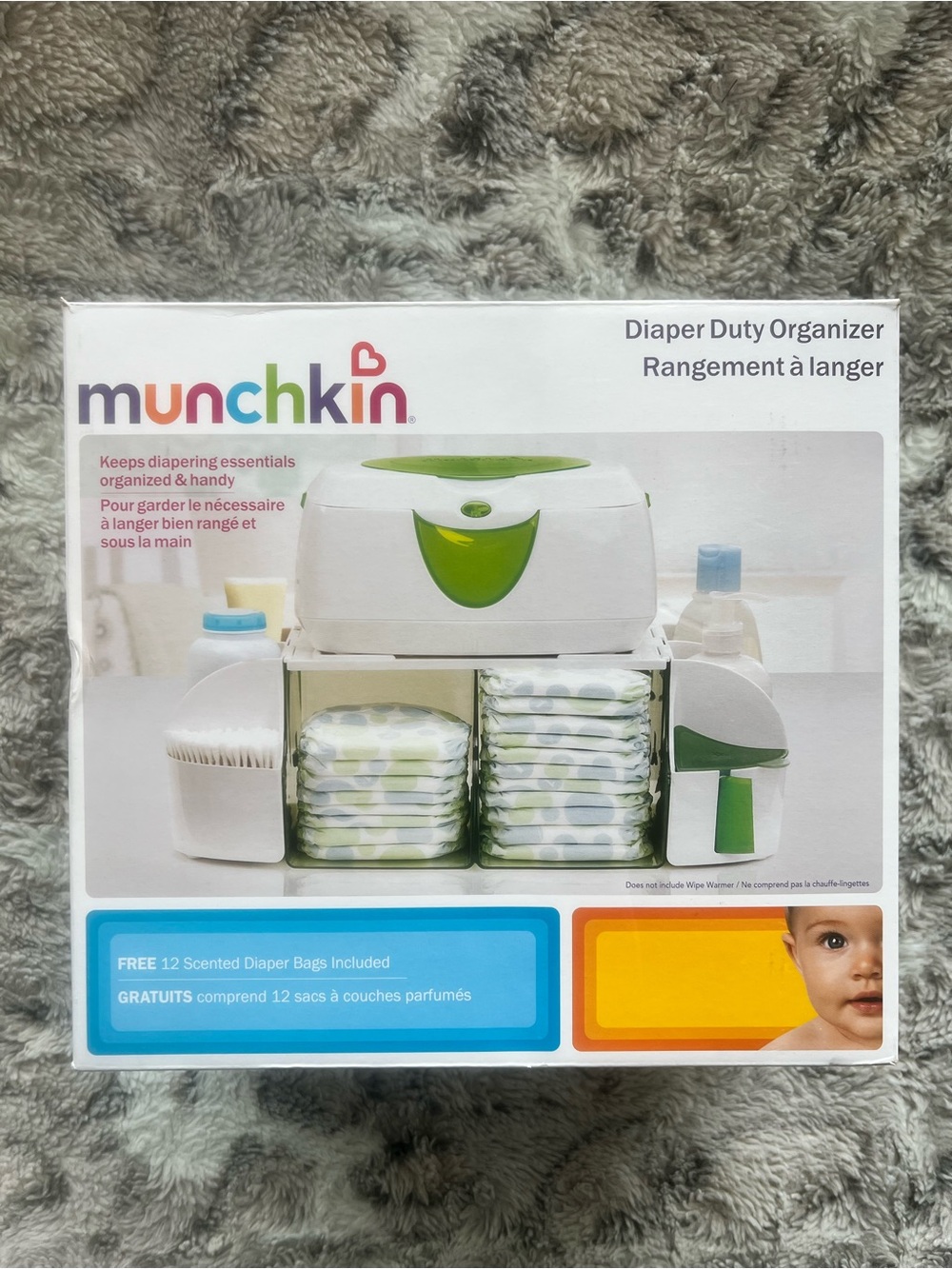 Munchkin Diaper Change Organizer, Green/White